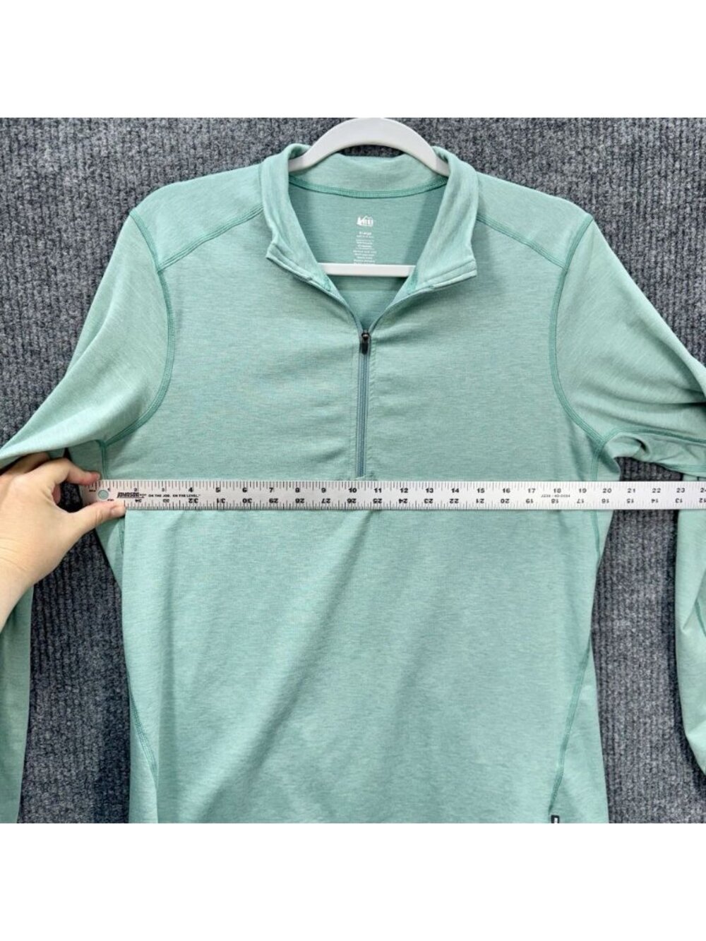 REI Top Midweight Base Layer Womens XL Half-Zip Long Sleeve Thumbholes Pullover - Picture 7 of 8